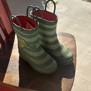 Green Striped Kids' Rain Boots